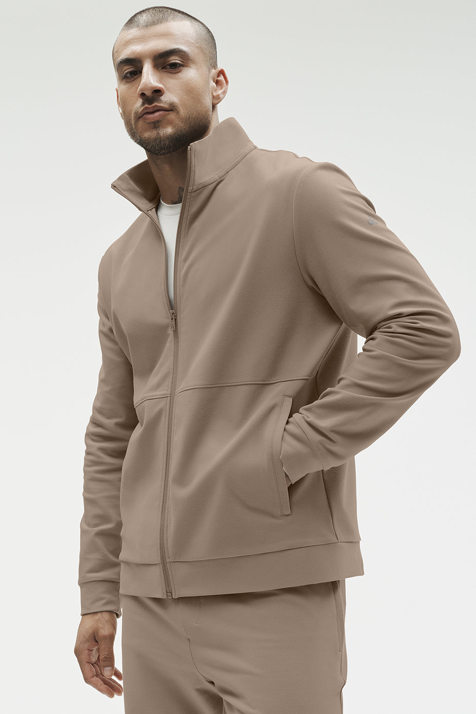 Conquer Max Mock Neck Full Zip - Gravel--0