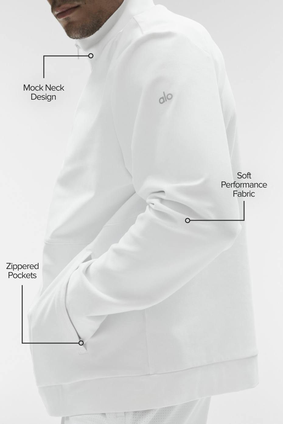 Conquer Max Mock Neck Full Zip - White--1