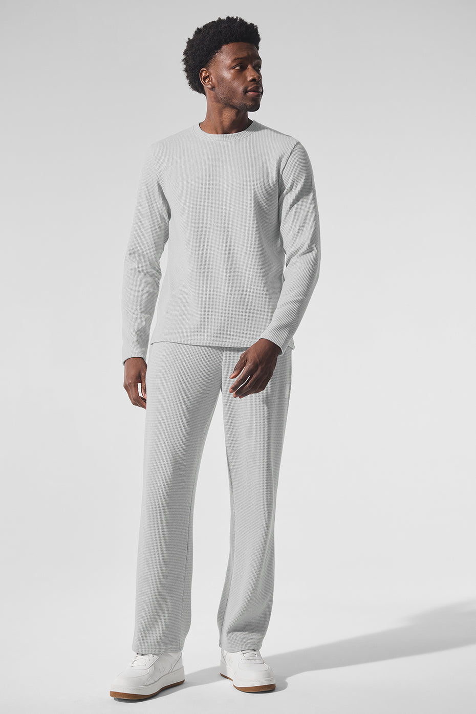 Elevate Waffle Long Sleeve Crew - Athletic Heather Grey--3