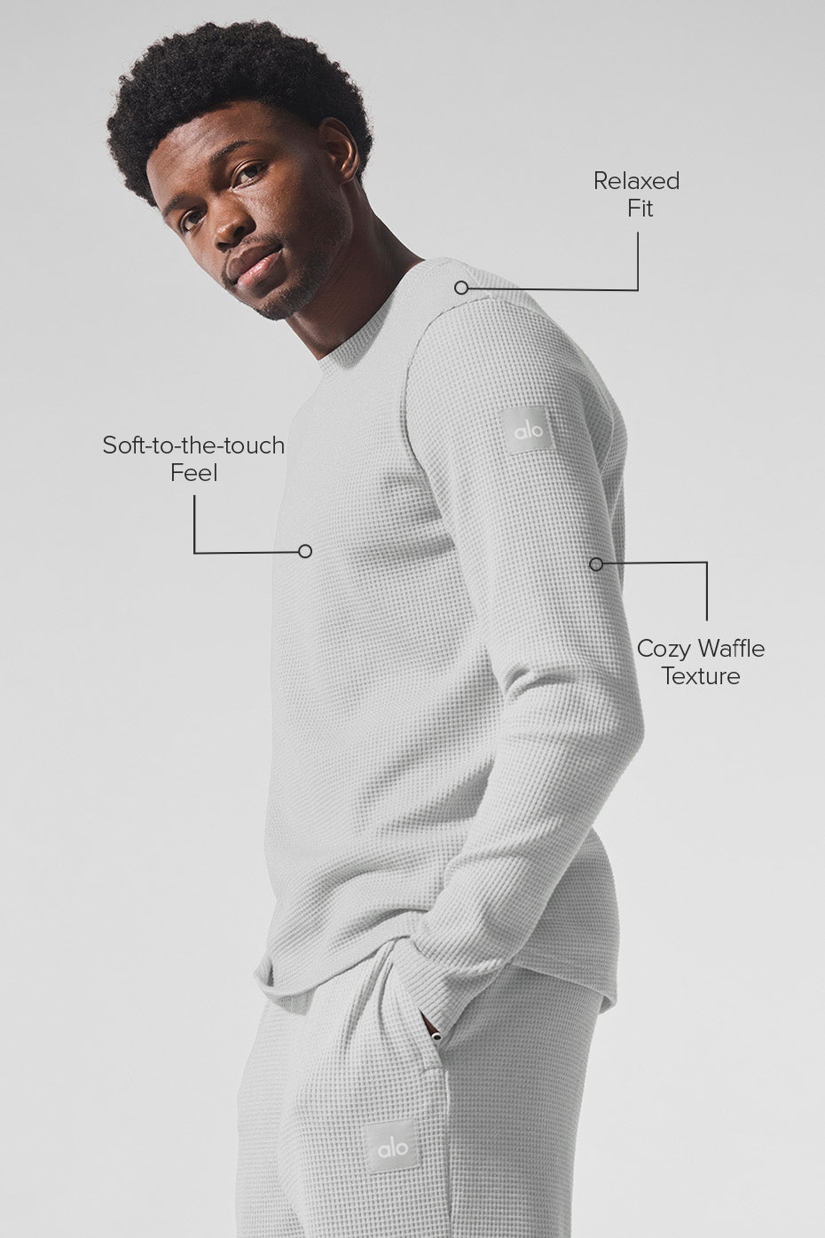Elevate Waffle Long Sleeve Crew - Athletic Heather Grey--1