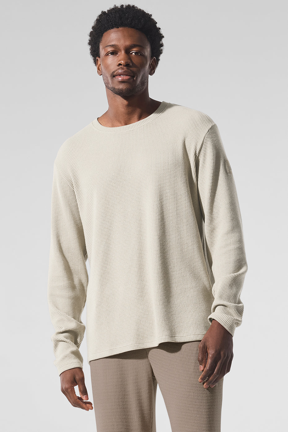 Elevate Waffle Long Sleeve Crew - Bone--0