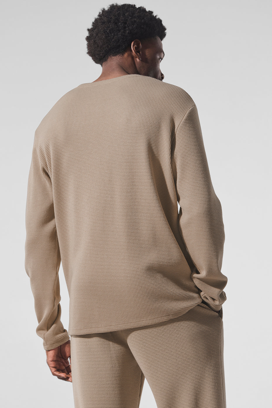 Elevate Waffle Long Sleeve Crew - Gravel--2