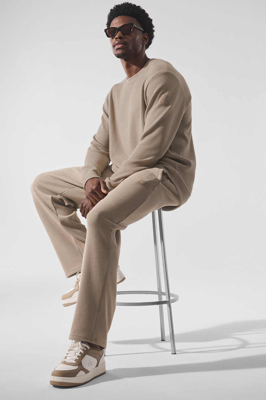 Elevate Waffle Long Sleeve Crew - Gravel--3