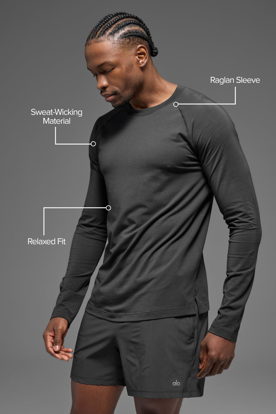 ALO Vapor Crewneck Long Sleeve - Anthracite--1
