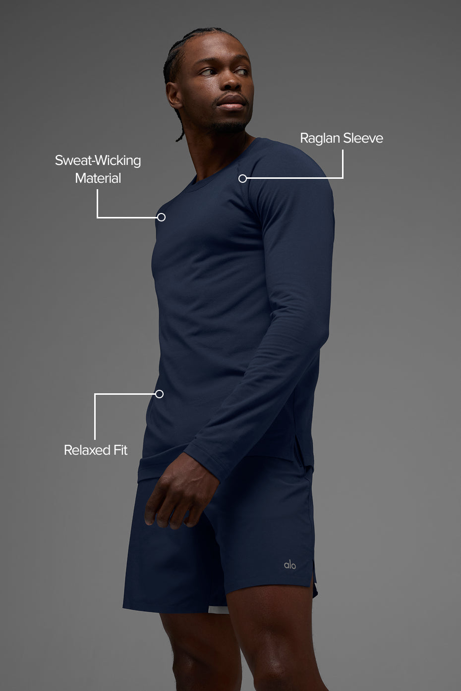 ALO Vapor Crewneck Long Sleeve - Navy--1
