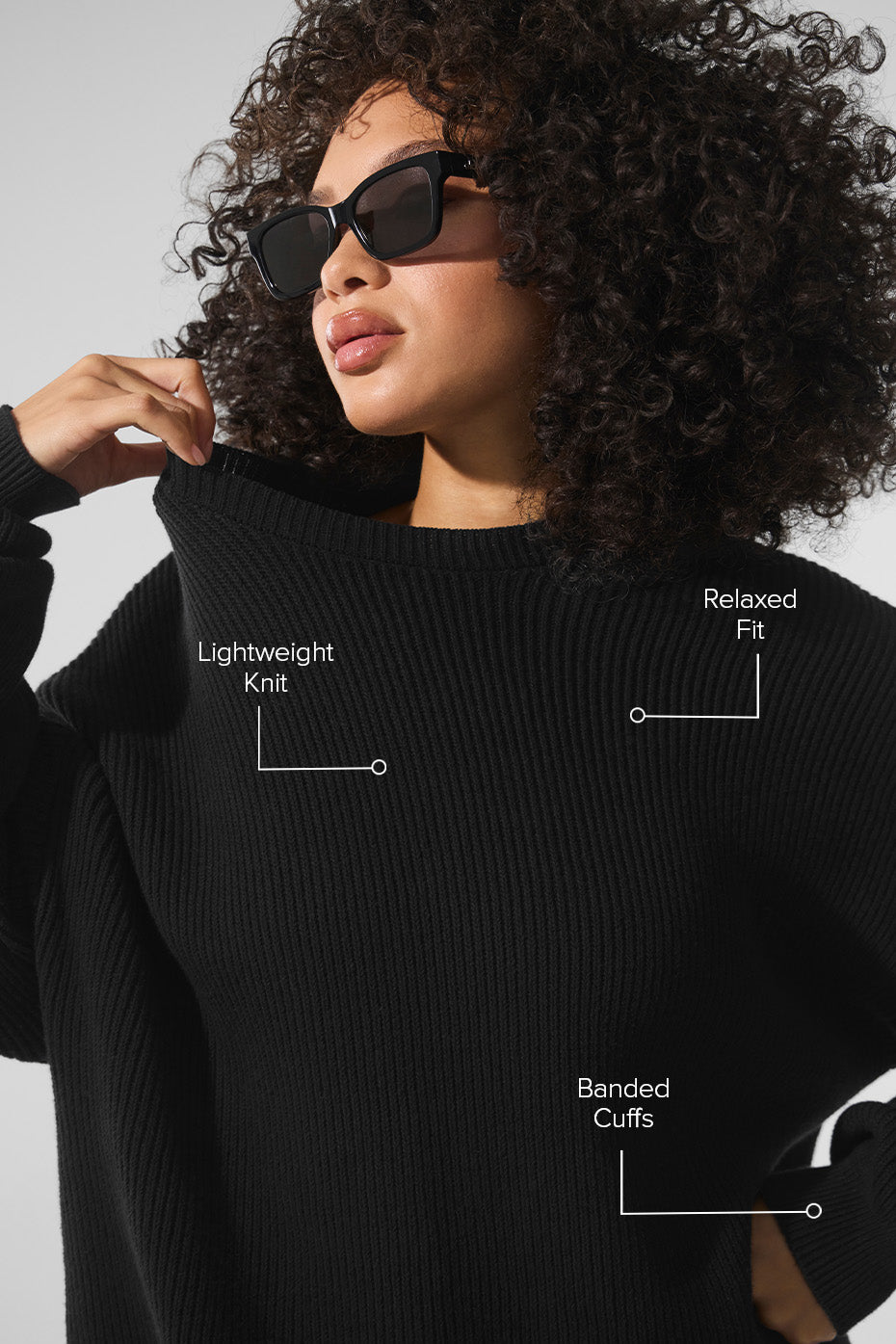 Domain Rib Knit Crew Sweater - Black--1