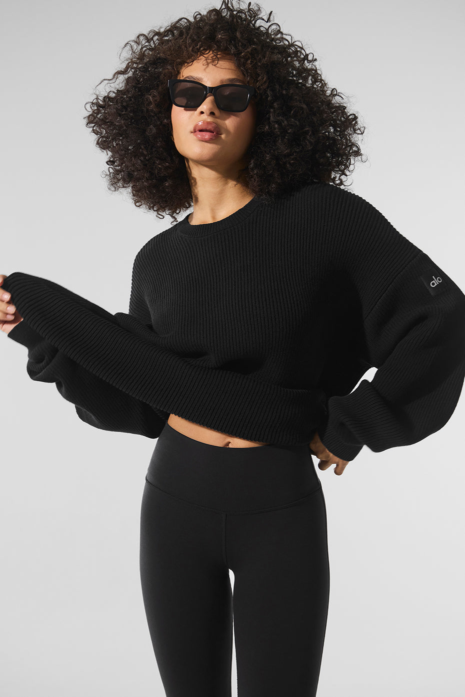 Domain Rib Knit Crew Sweater - Black--0