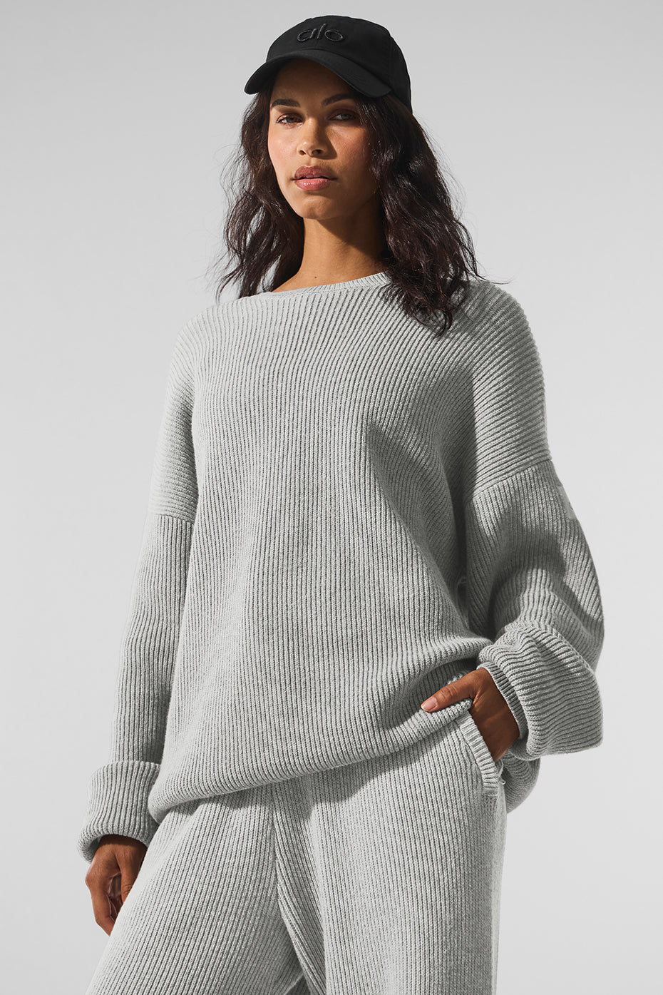 Domain Rib Knit Crew Sweater - Athletic Heather Grey--0