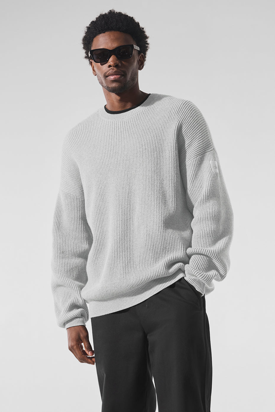 Domain Rib Knit Crew Sweater - Athletic Heather Grey--0