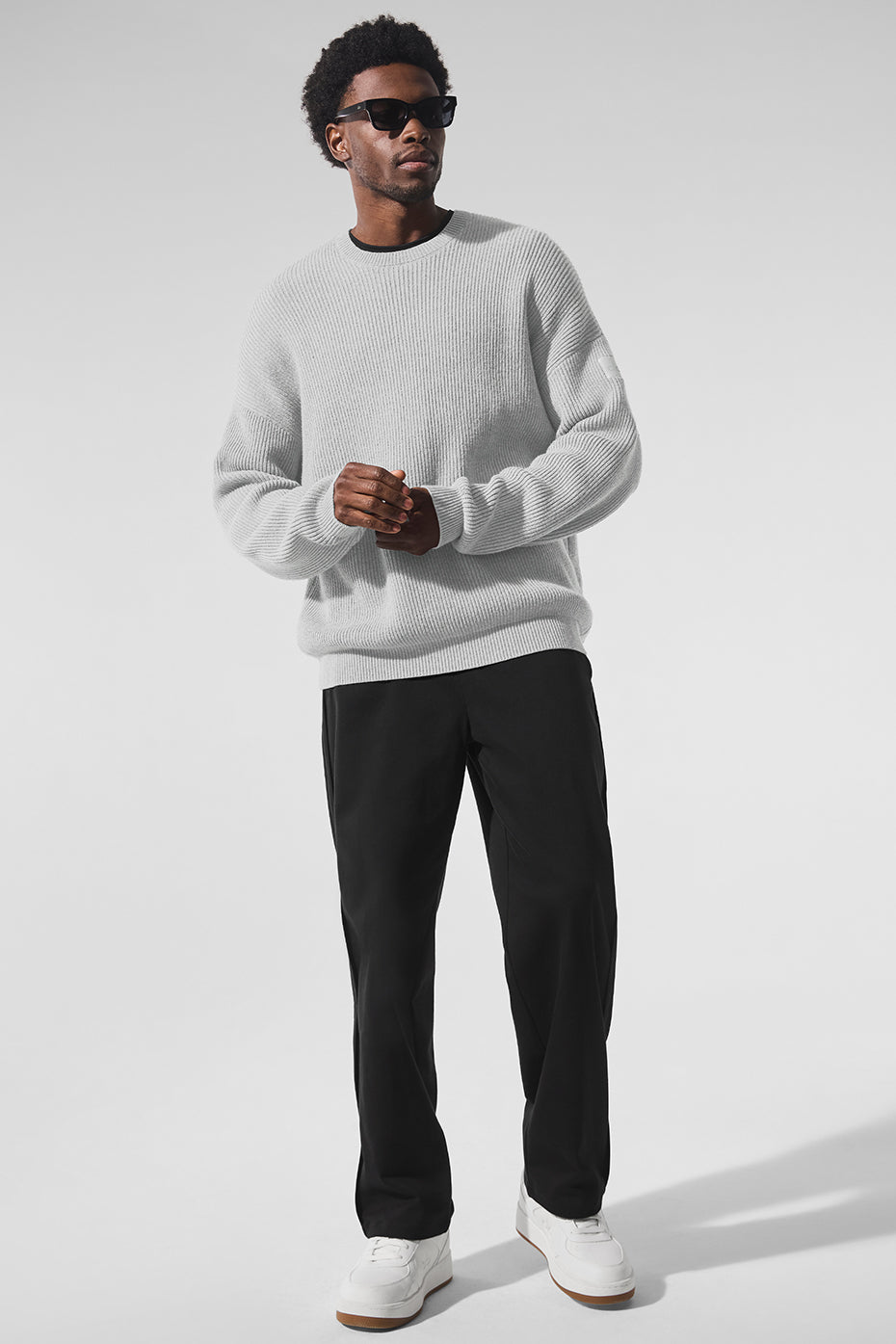 Domain Rib Knit Crew Sweater - Athletic Heather Grey--3