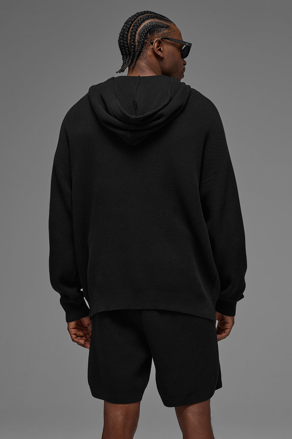 Sports Club Sweater Knit Hoodie - Black--2