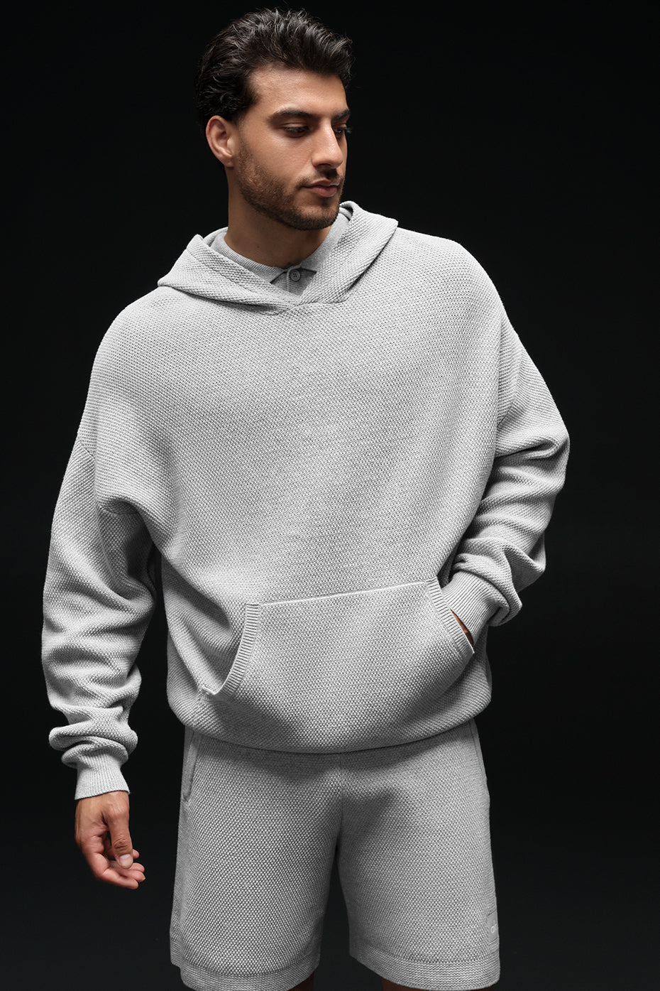 Sports Club Sweater Knit Hoodie - Athletic Heather Grey--4