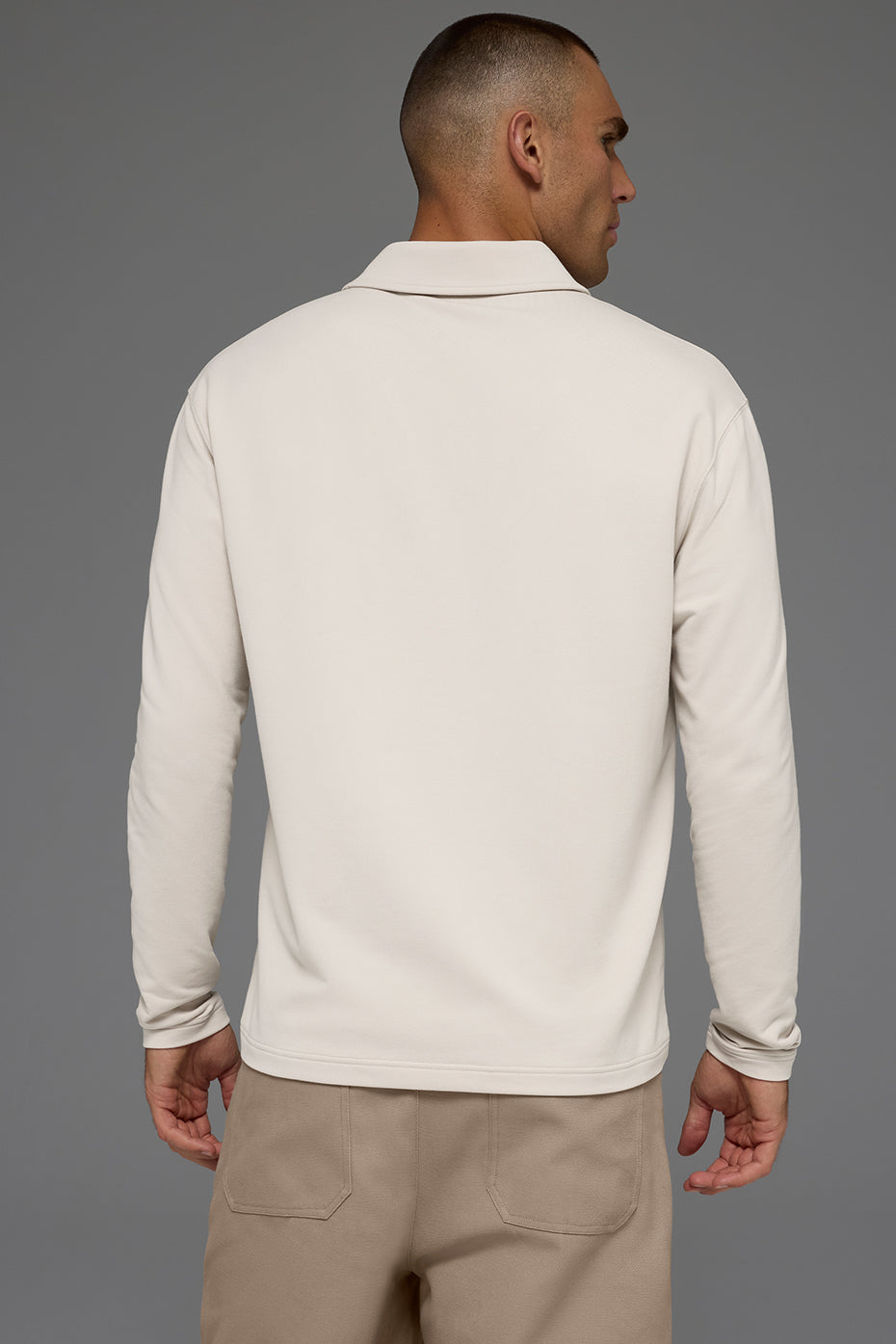 Double Take Long Sleeve Polo - Bone--2