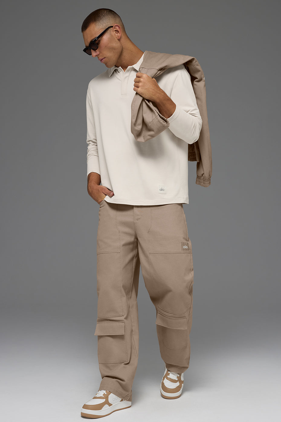 Double Take Long Sleeve Polo - Bone--4