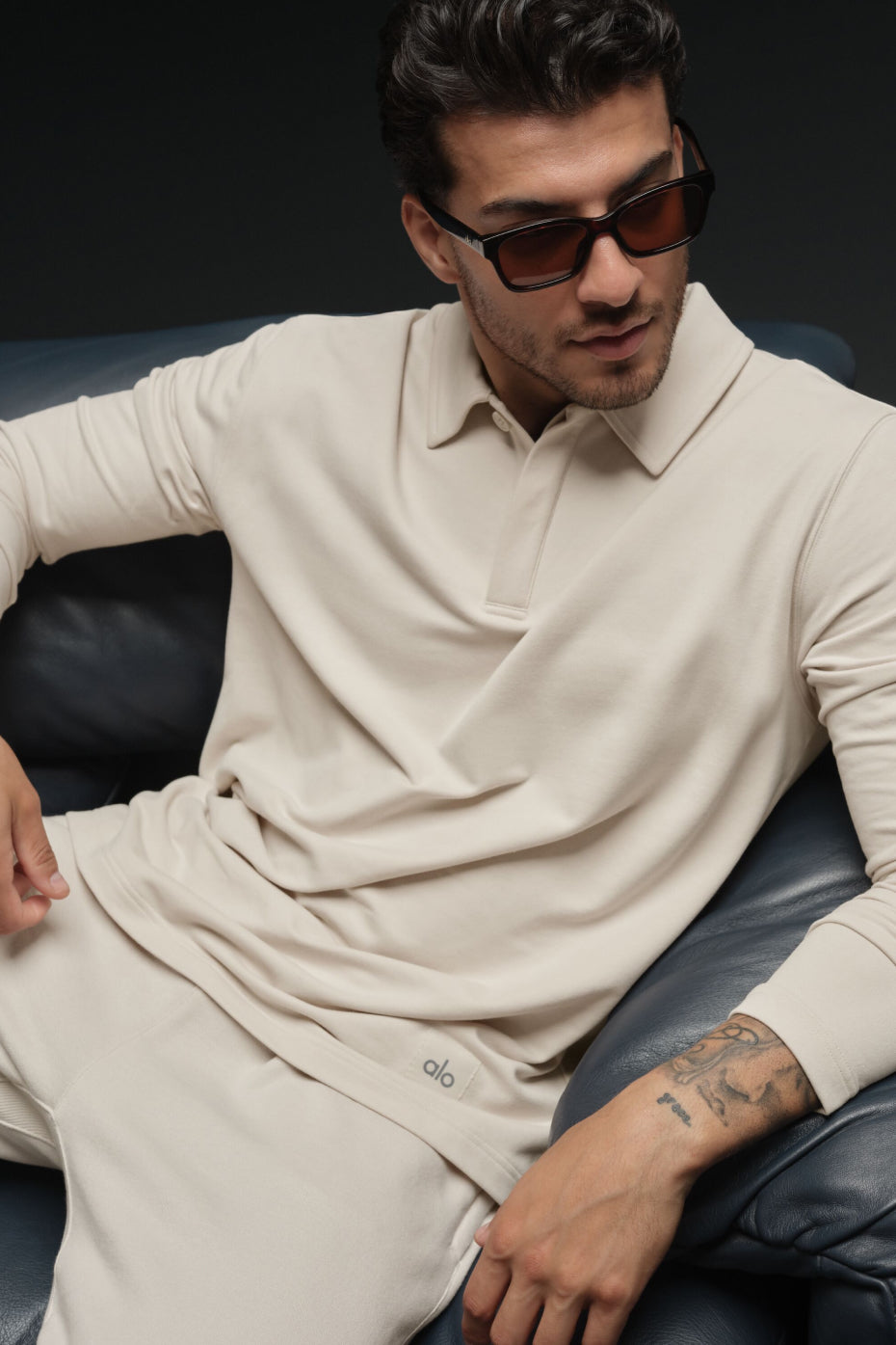 Double Take Long Sleeve Polo - Bone--0