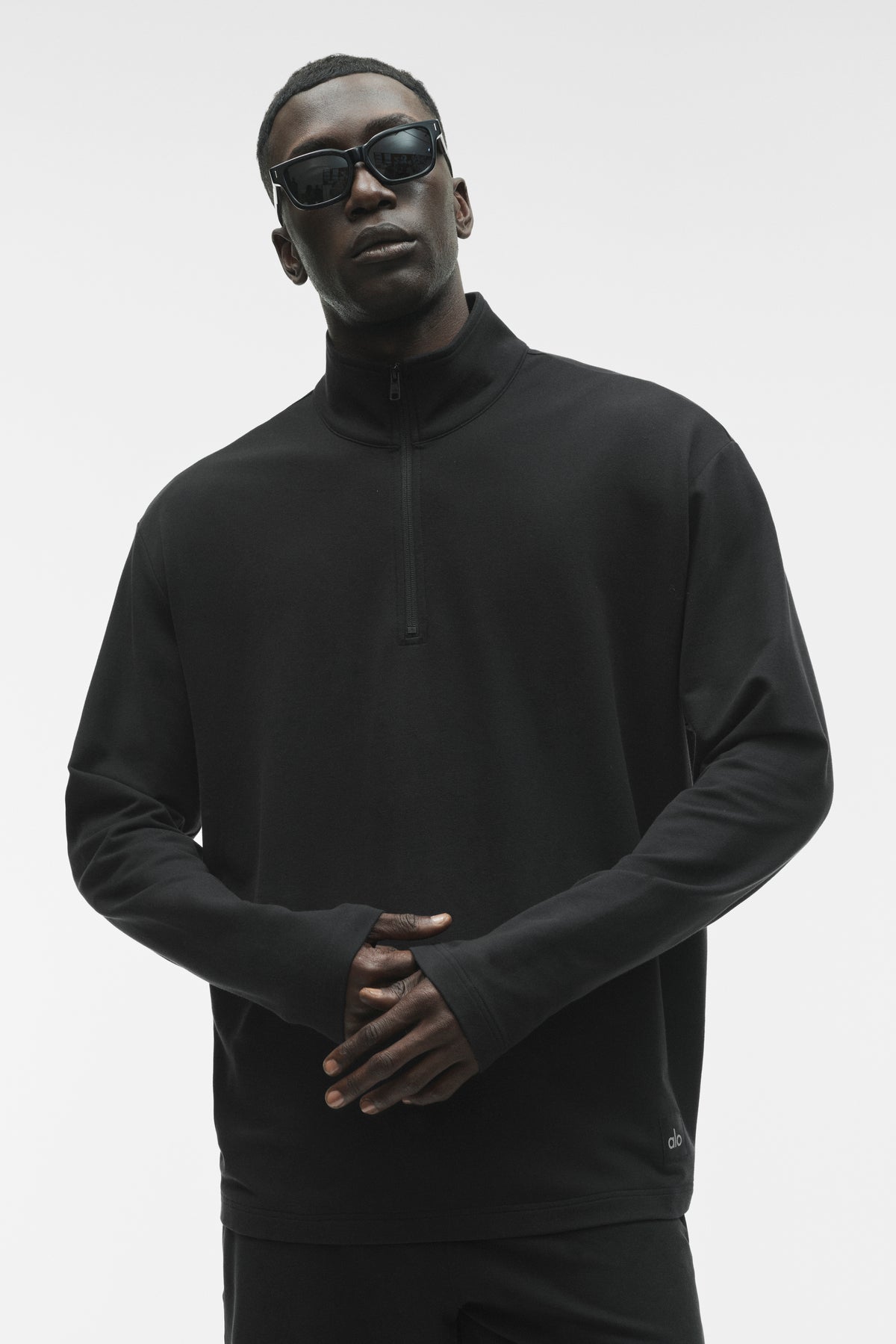 Double Take Long Sleeve 1/4 Zip - Black--0