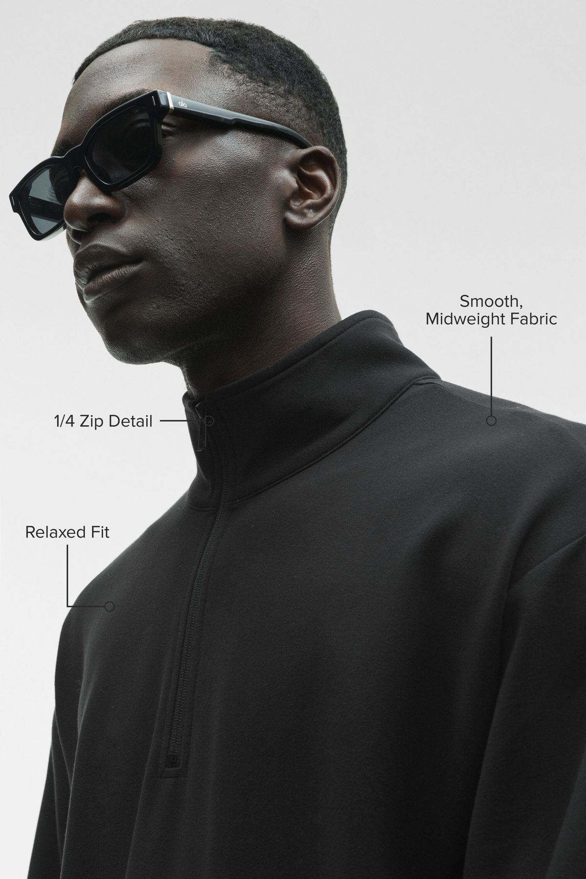 Double Take Long Sleeve 1/4 Zip - Black--1