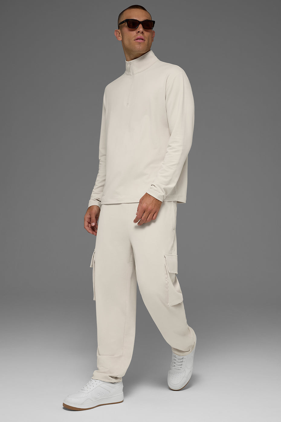 Double Take Long Sleeve 1/4 Zip - Bone--5