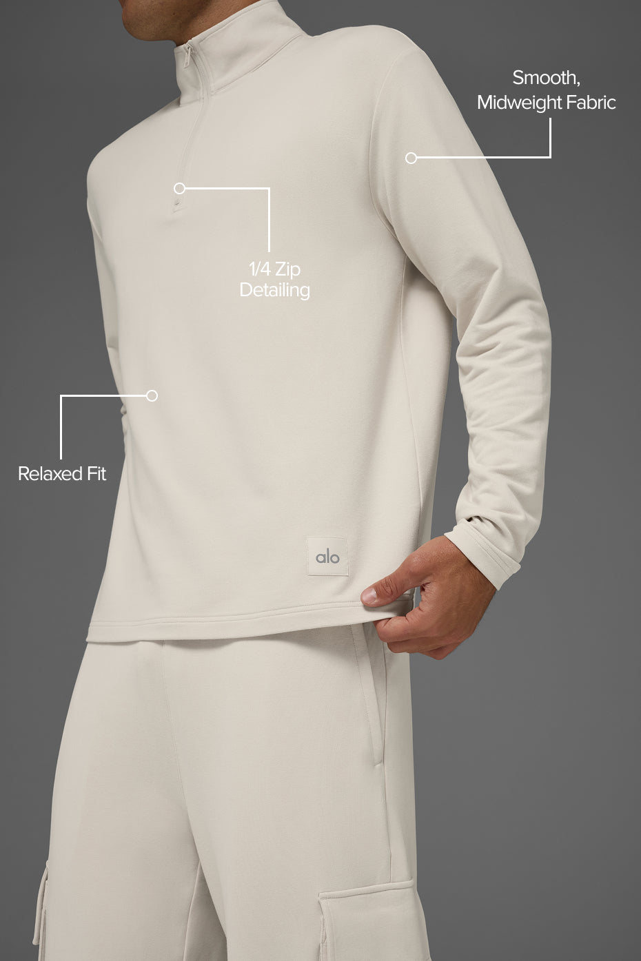 Double Take Long Sleeve 1/4 Zip - Bone--1
