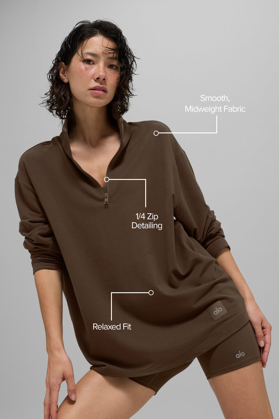 Double Take Long Sleeve 1/4 Zip - Espresso--1