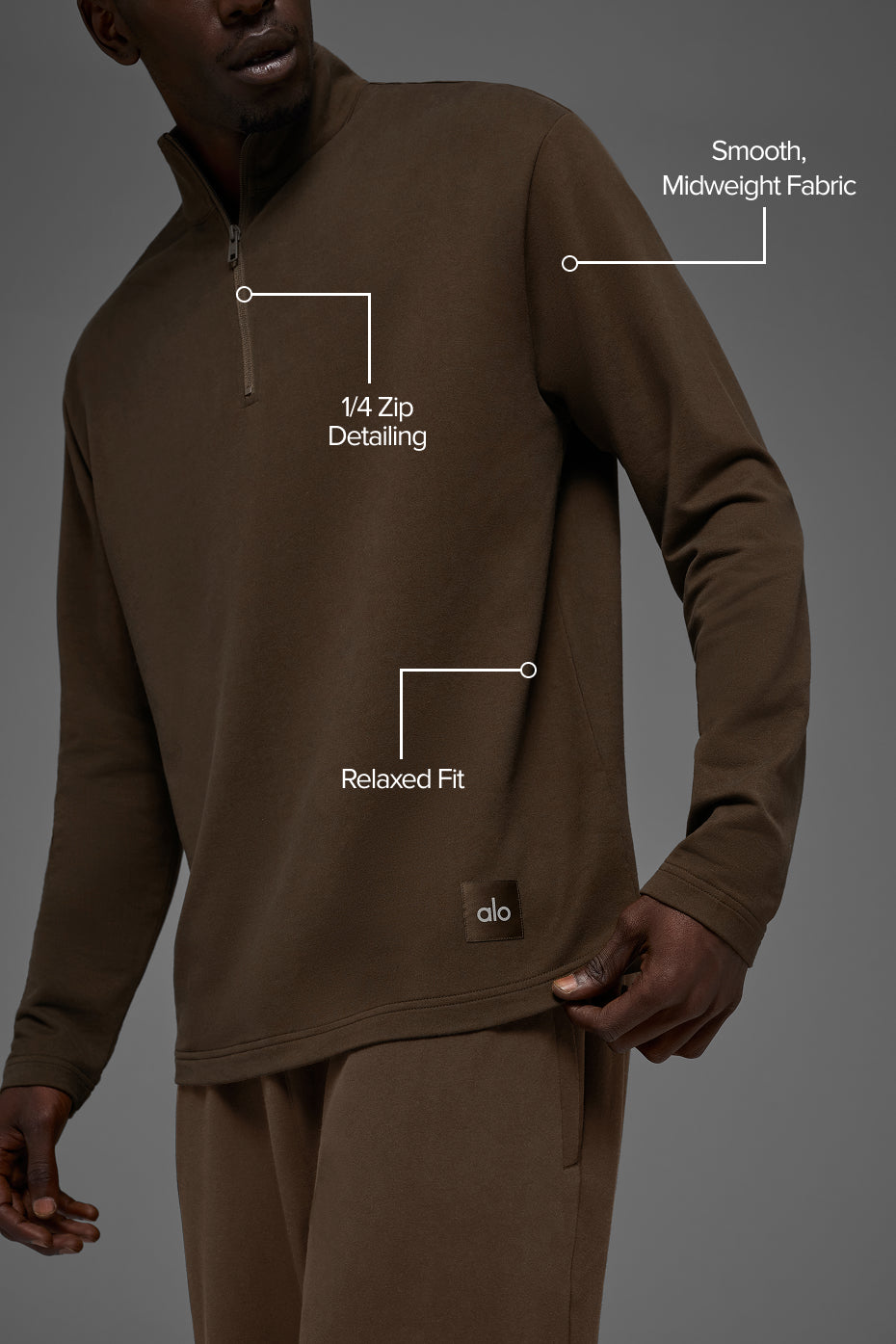 Double Take Long Sleeve 1/4 Zip - Espresso--1