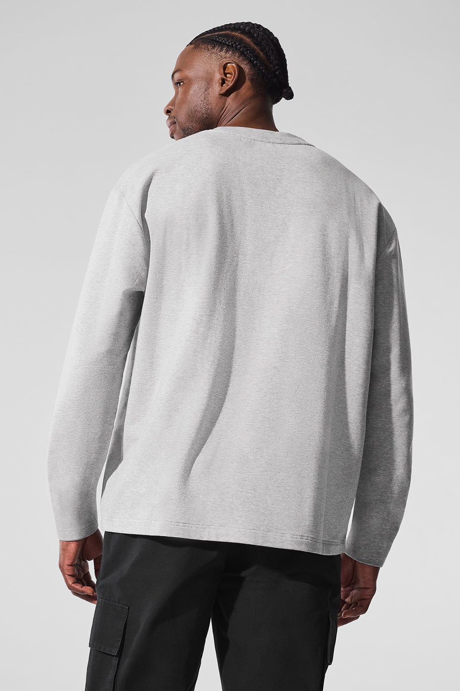 Double Take Long Sleeve Crew - Athletic Heather Grey--2