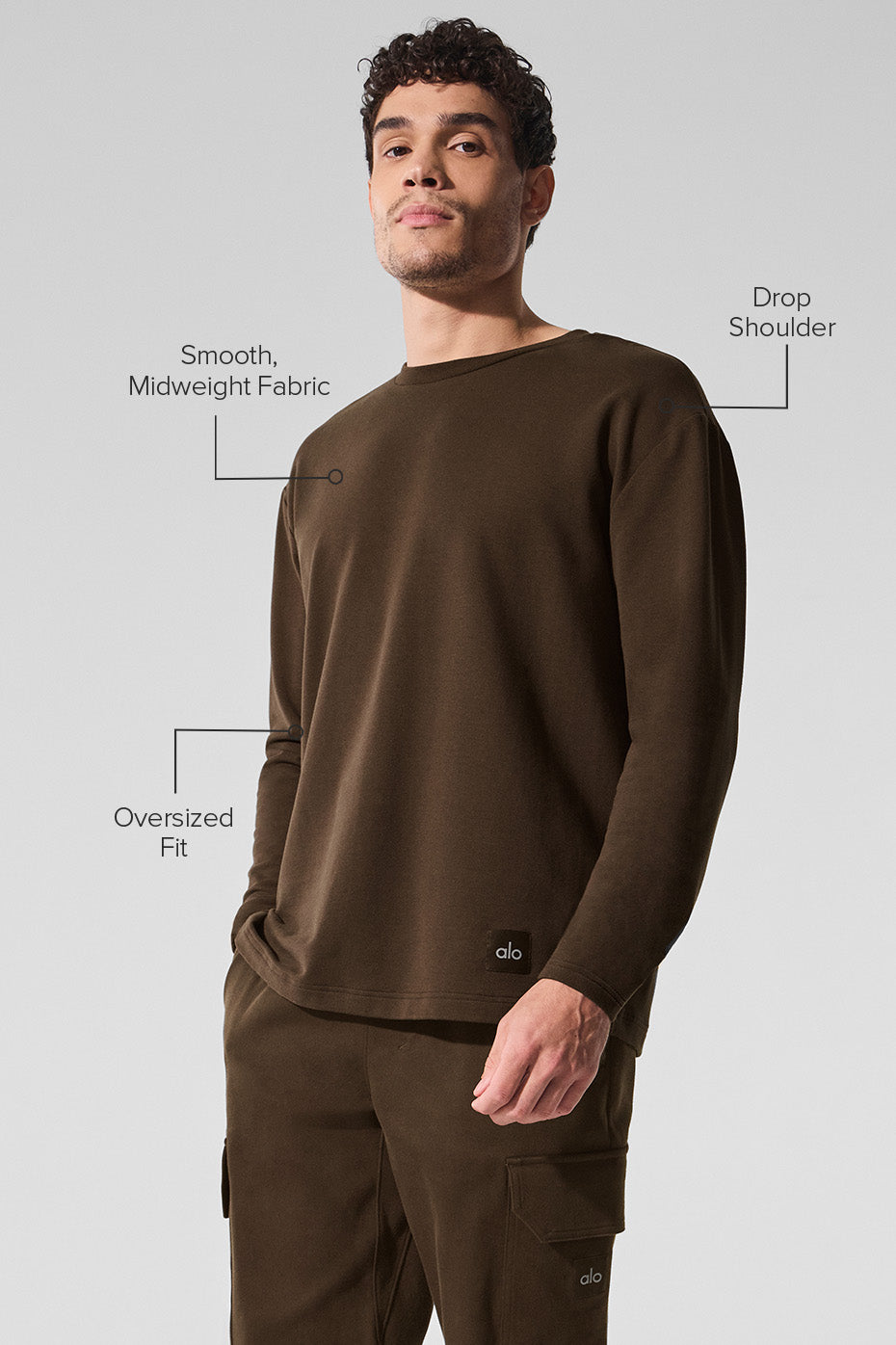 Double Take Long Sleeve Crew - Espresso--1