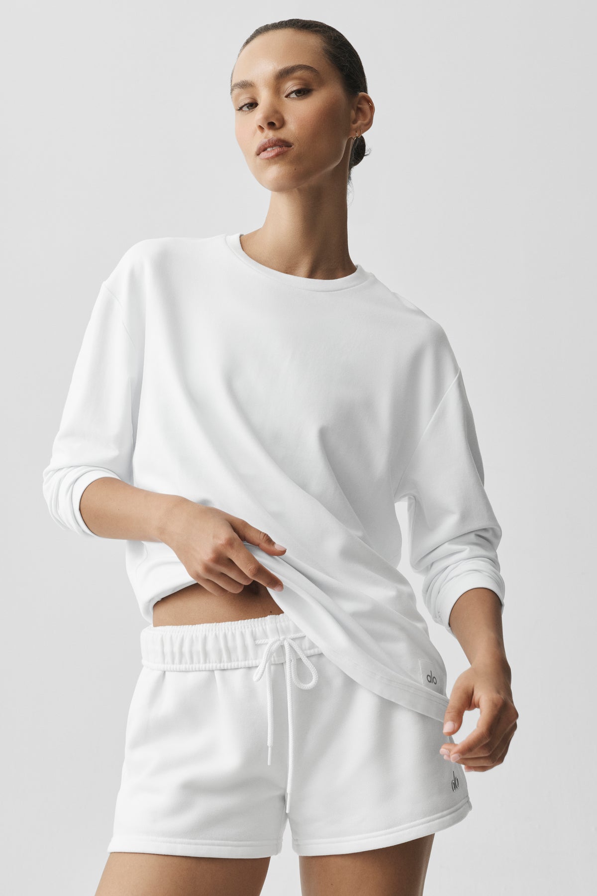 Double Take Long Sleeve Crew - White--2
