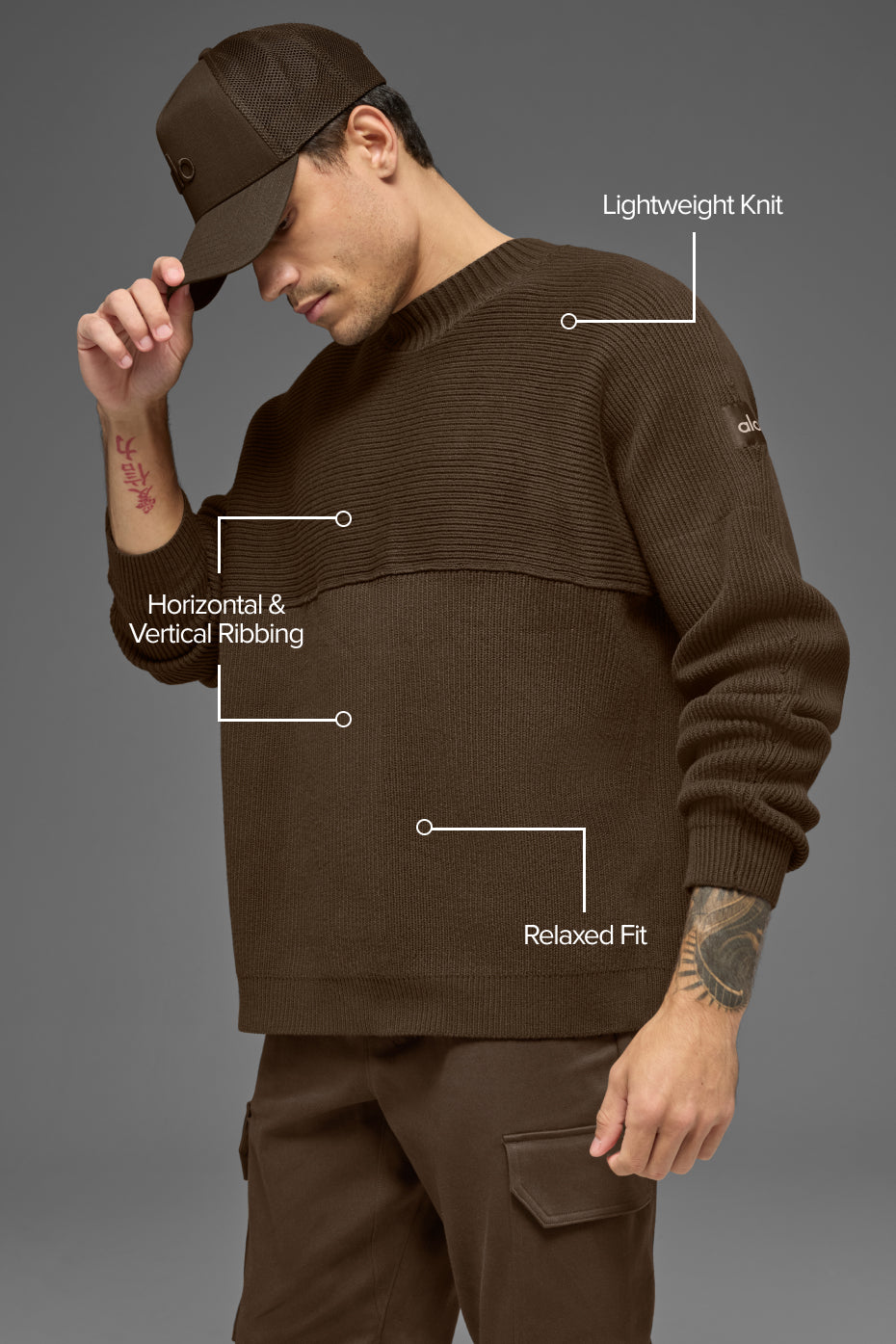 Domain Shift Rib Knit Sweater Crew - Espresso--1