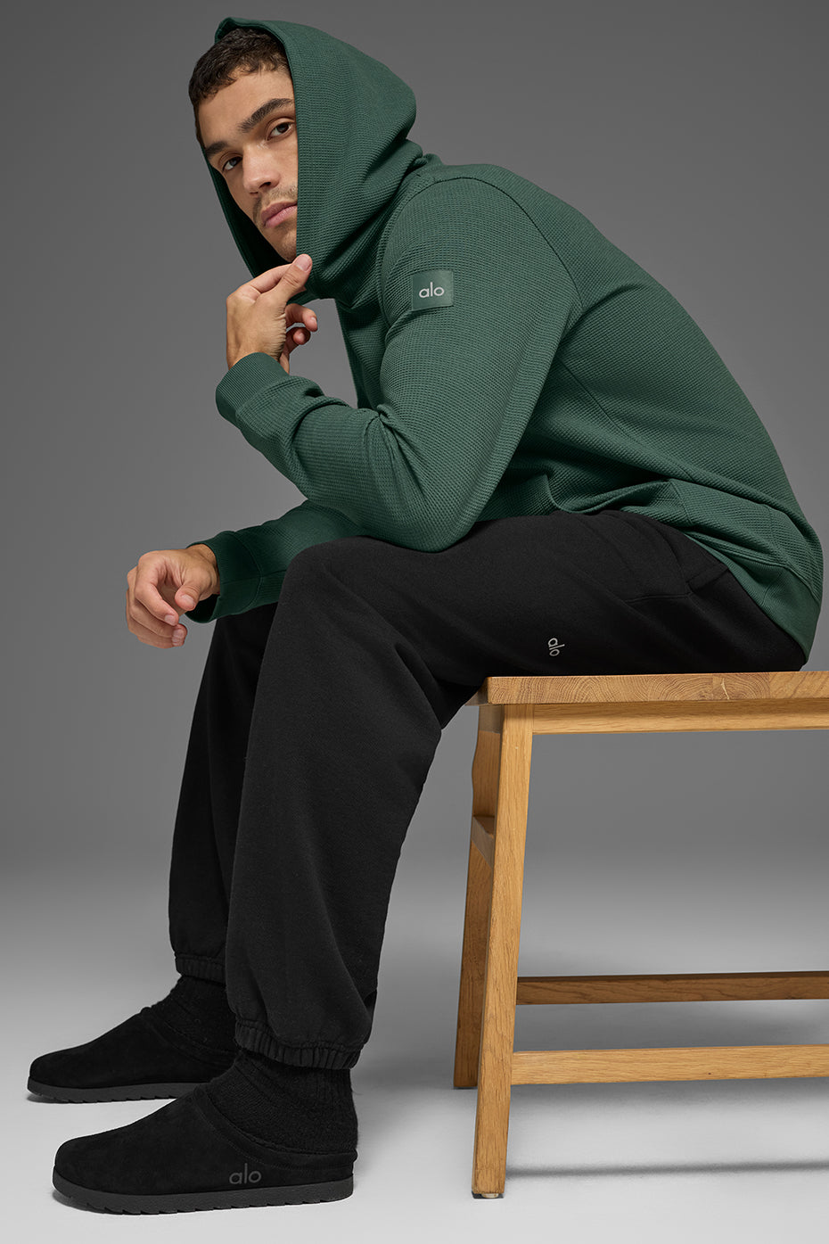 Waffle Lounge Hoodie - Clover Green--3
