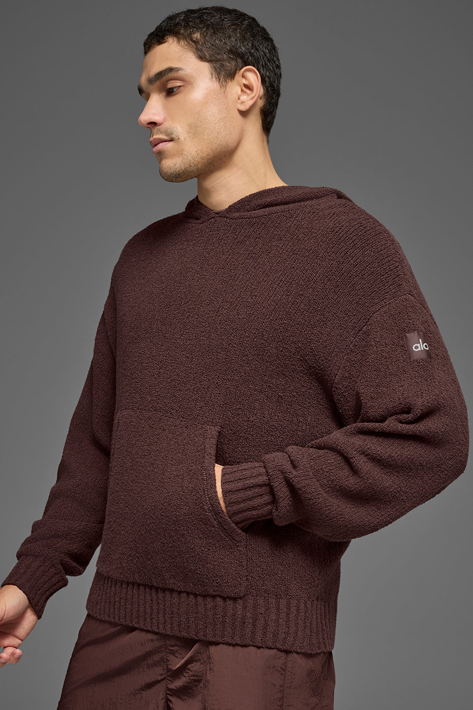 Textured Knit Hoodie - Brownstone--2