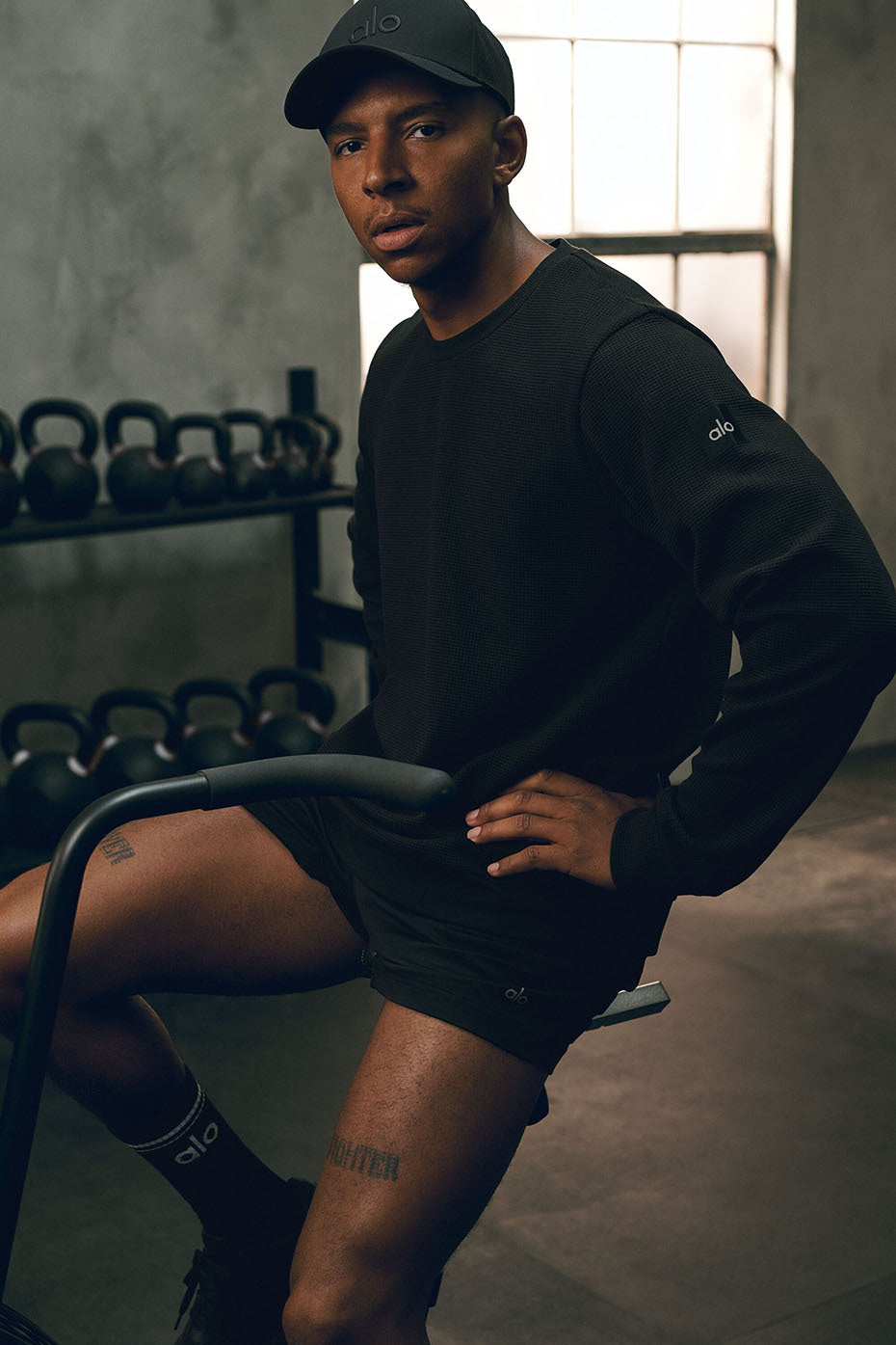 Waffle Lounge Long Sleeve Crew - Black--0