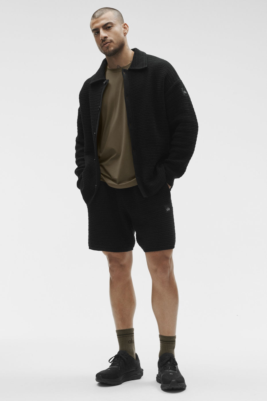Shift Knit Button Up Long Sleeve - Black--4