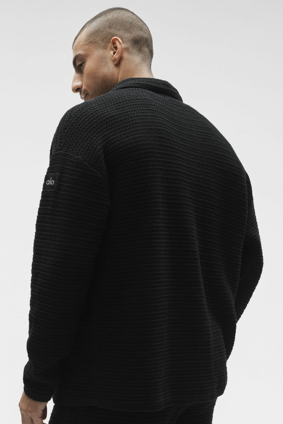 Shift Knit Button Up Long Sleeve - Black--3