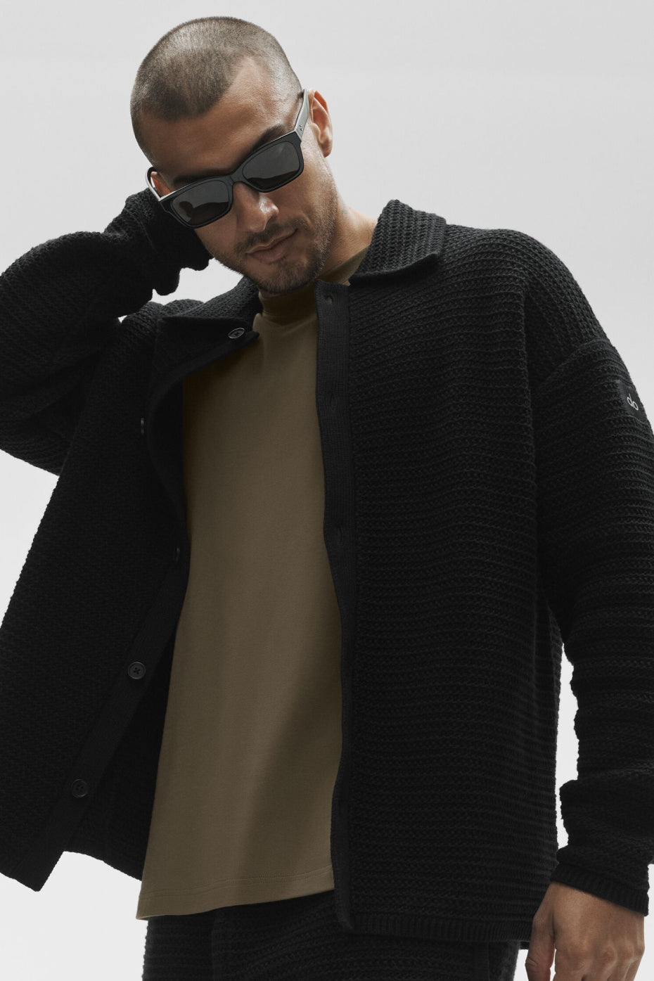 Shift Knit Button Up Long Sleeve - Black--0