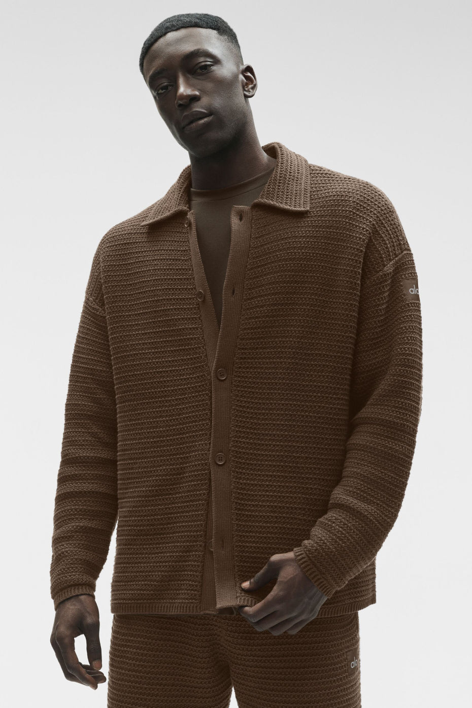 Shift Knit Button Up Long Sleeve - Espresso--2