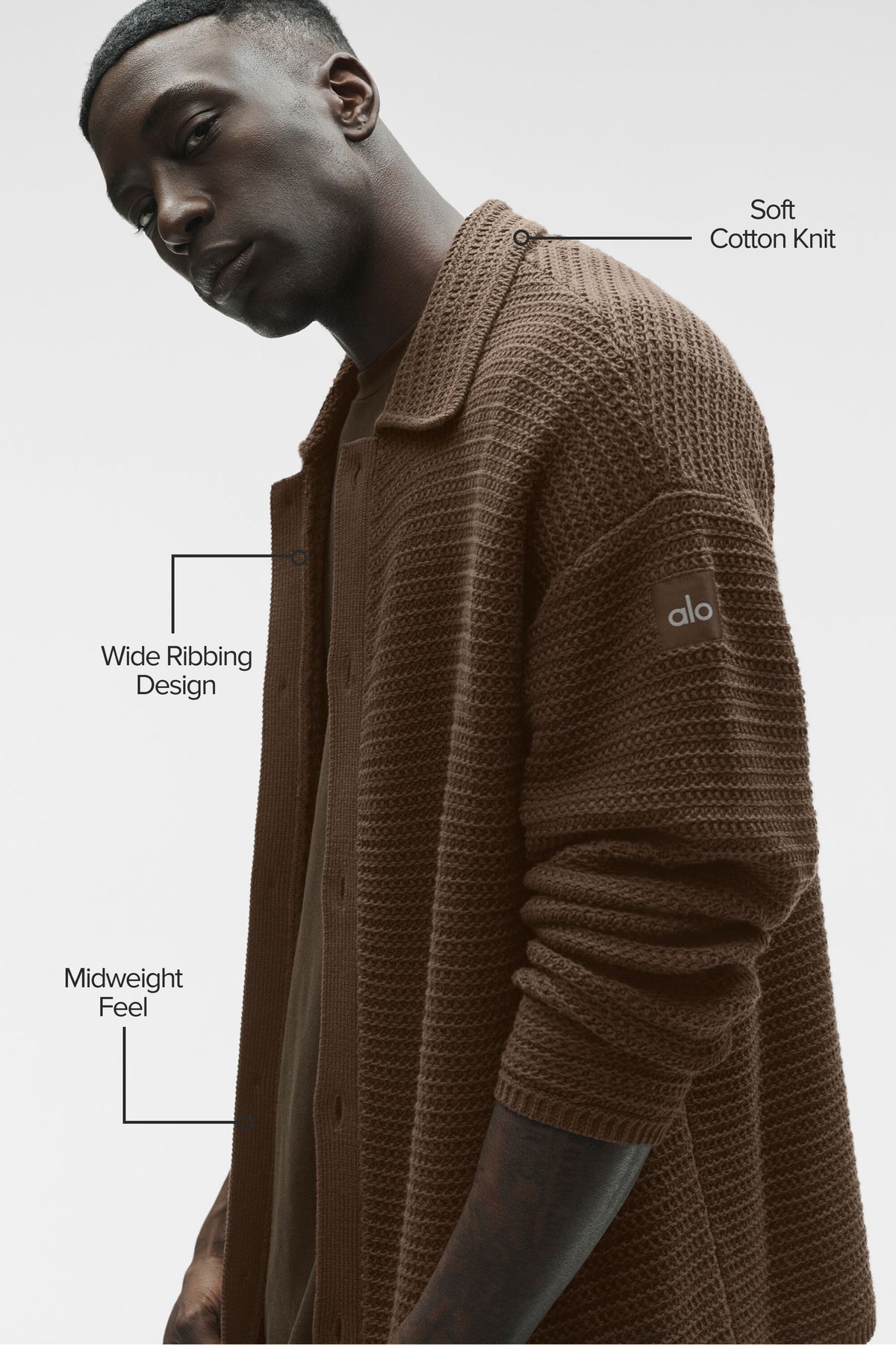 Shift Knit Button Up Long Sleeve - Espresso--1