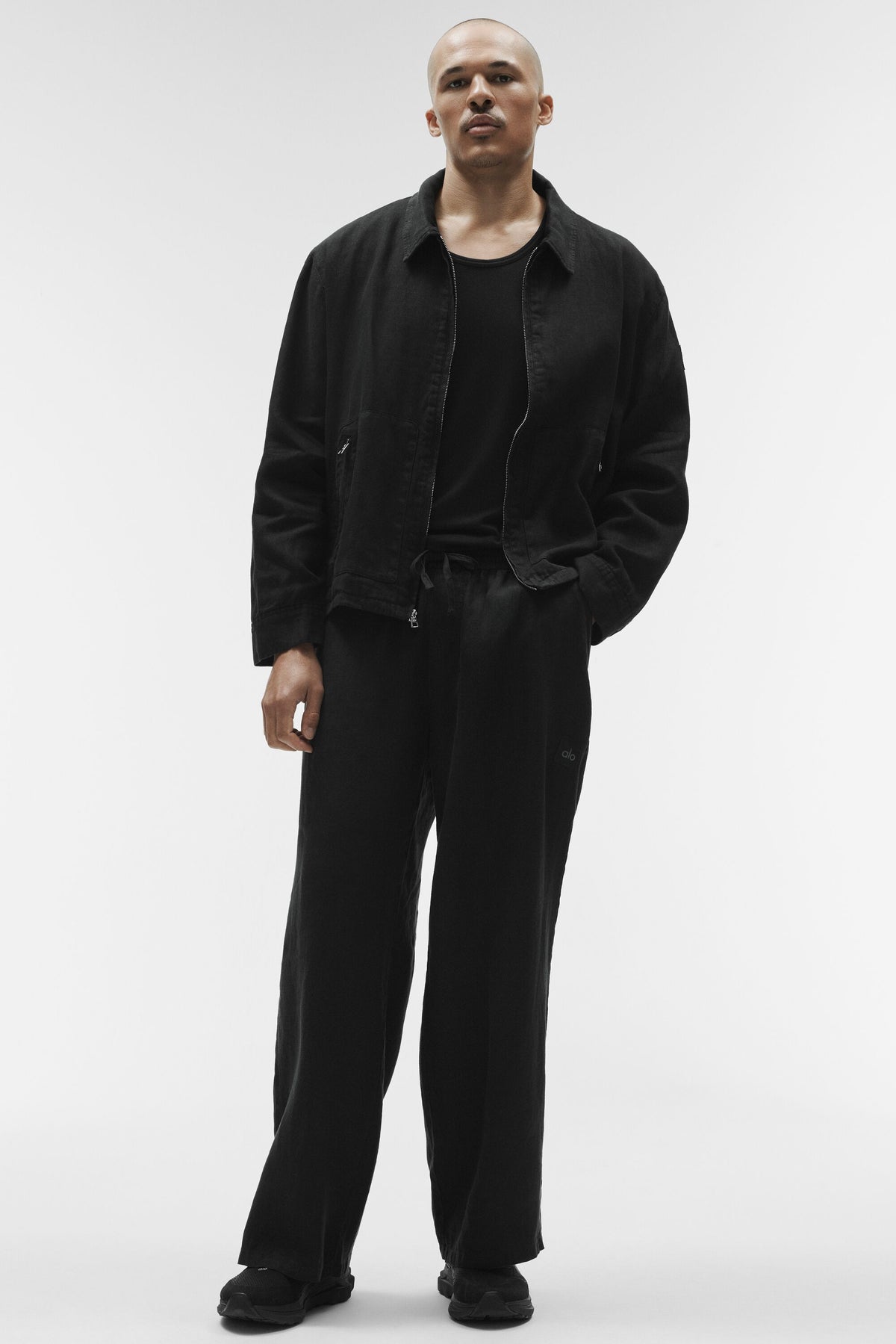 Linen Days Full Zip Jacket - Black--5