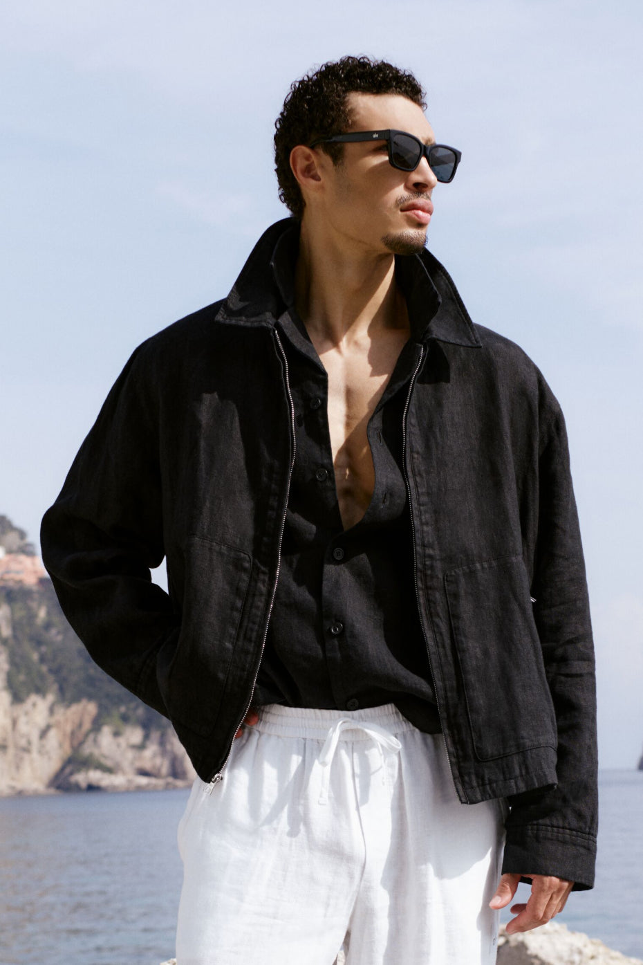 Linen Days Full Zip Jacket - Black--0