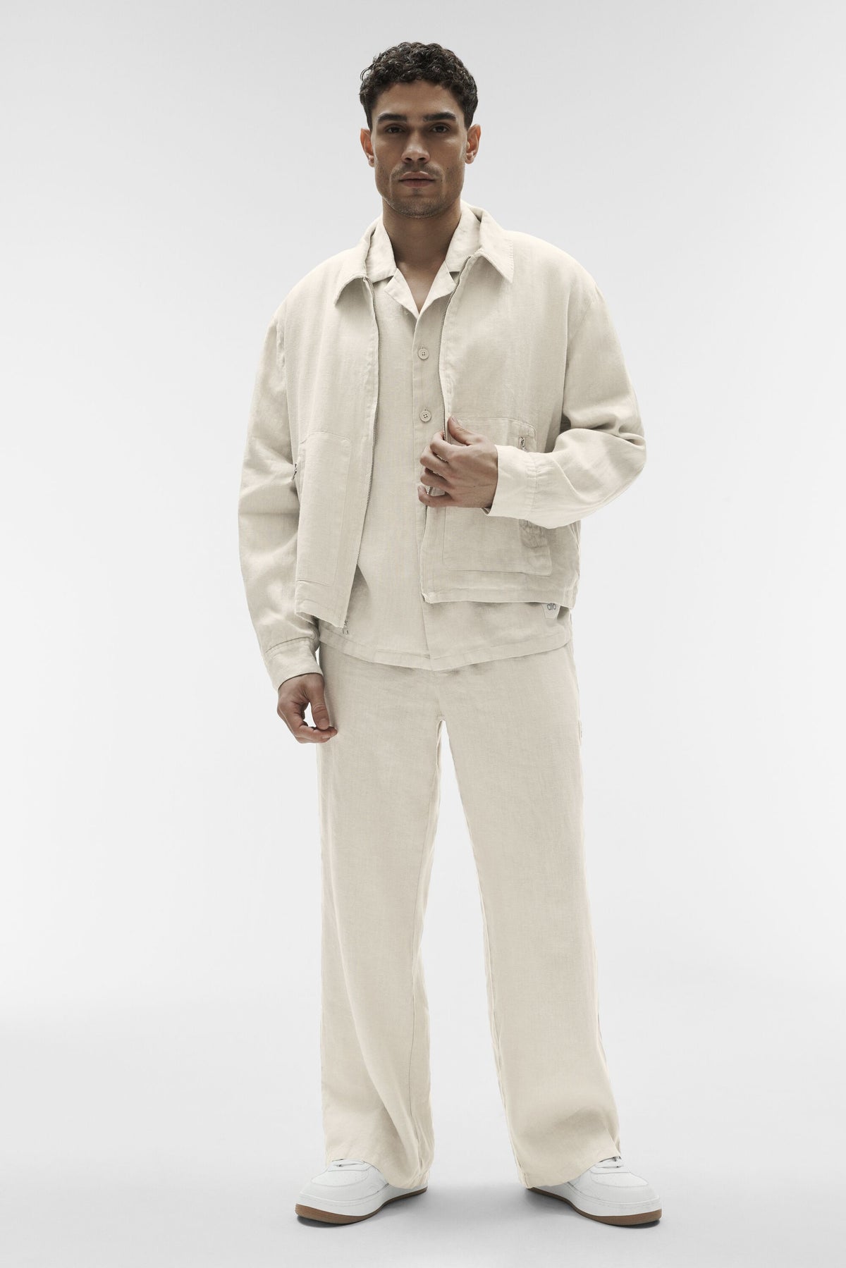 Linen Days Full Zip Jacket - Bone--3