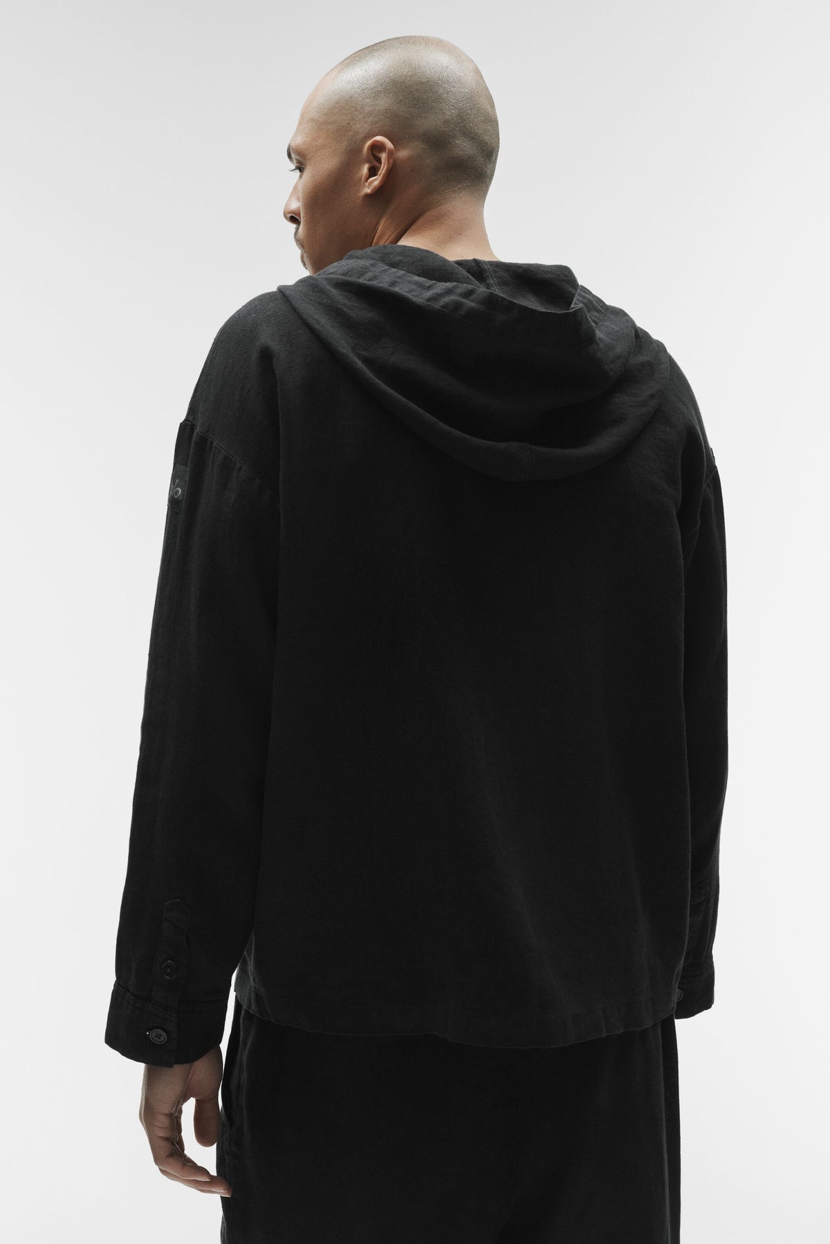 Linen Days Button Up Hoodie - Black--3