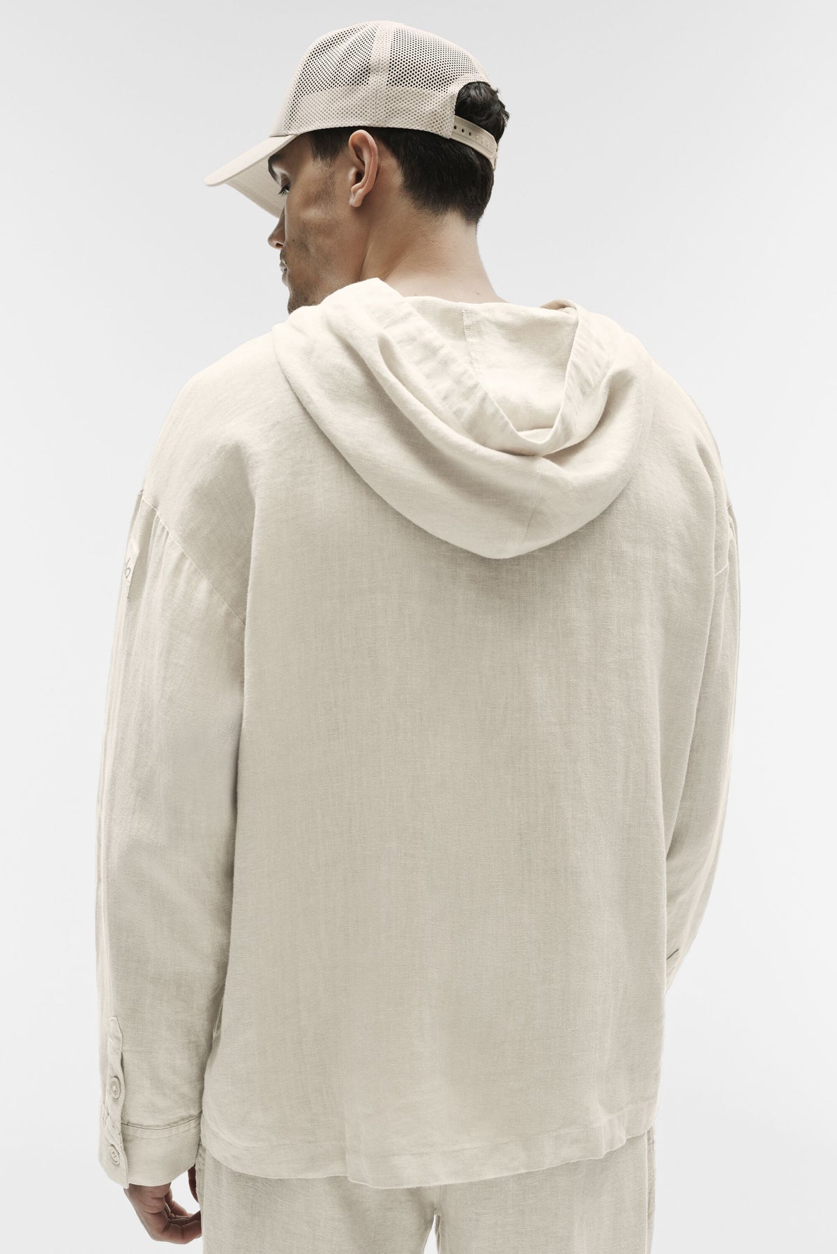 Linen Days Button Up Hoodie - Bone--3
