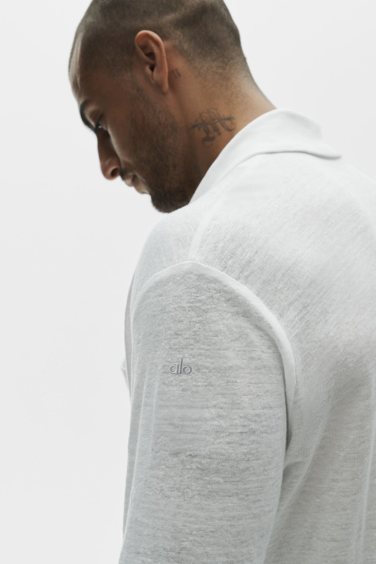 Linen Jersey Coastal Long Sleeve Button Up - White--2