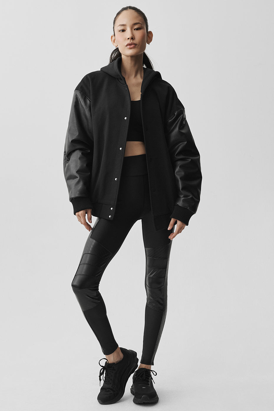 Select Hooded Bomber Jacket - Black--4