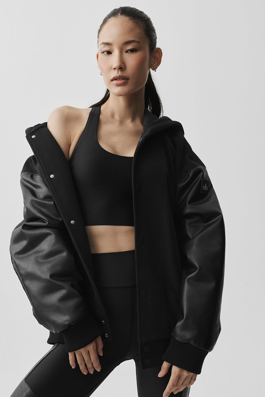 Select Hooded Bomber Jacket - Black--2