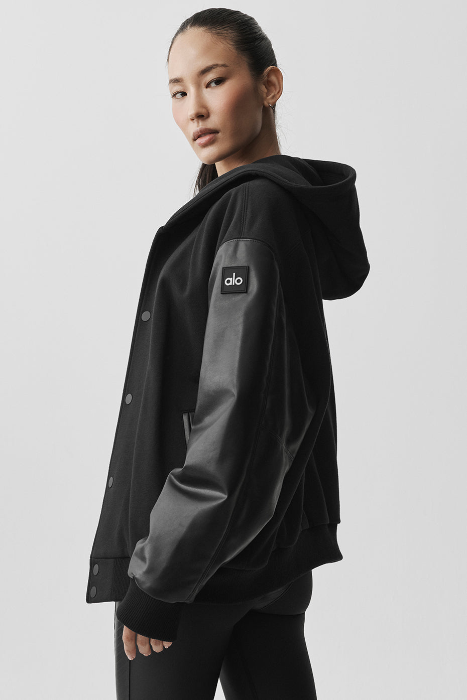 Select Hooded Bomber Jacket - Black--3