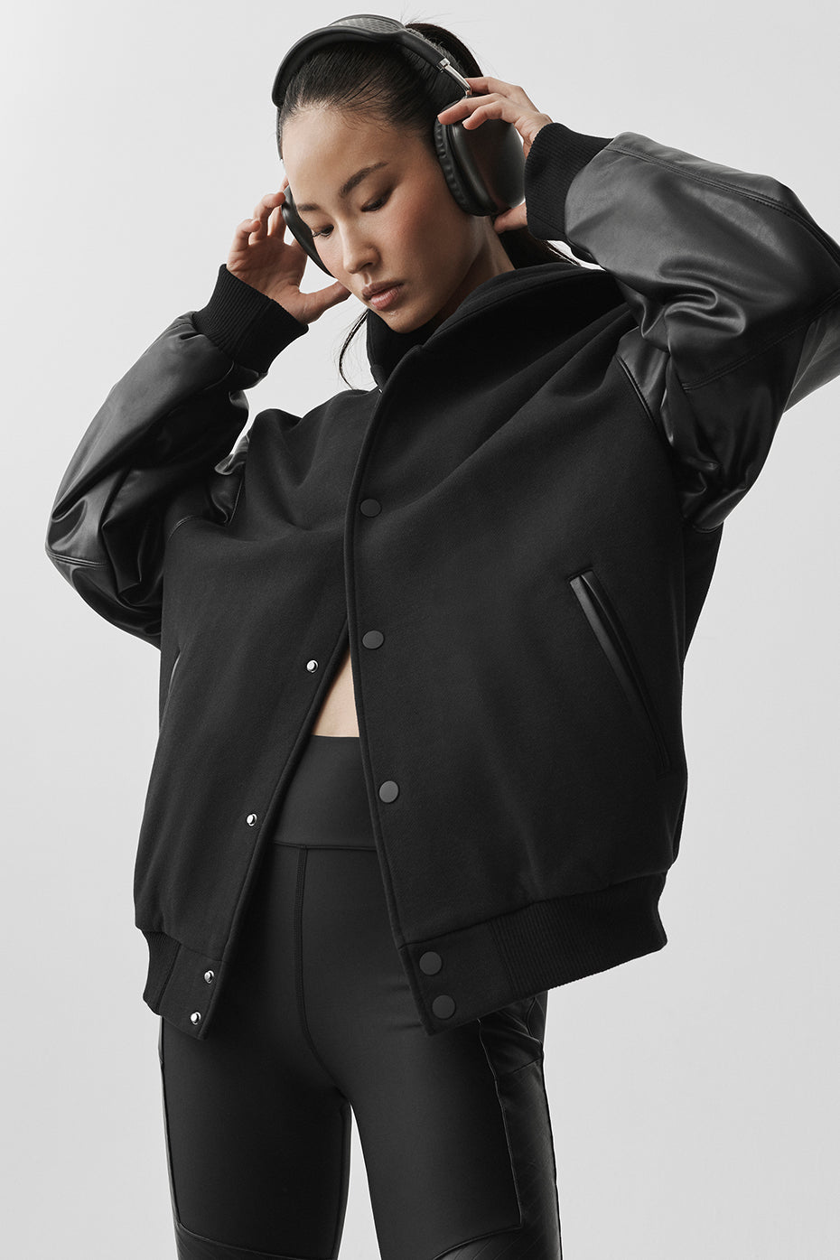 Select Hooded Bomber Jacket - Black--0
