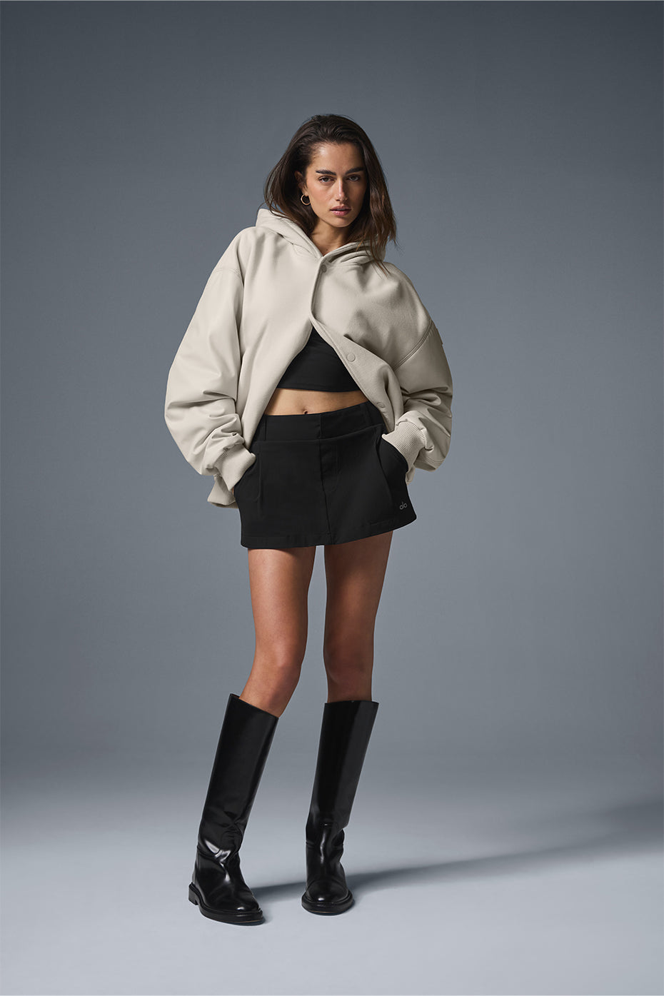 Select Hooded Bomber Jacket - Bone--2