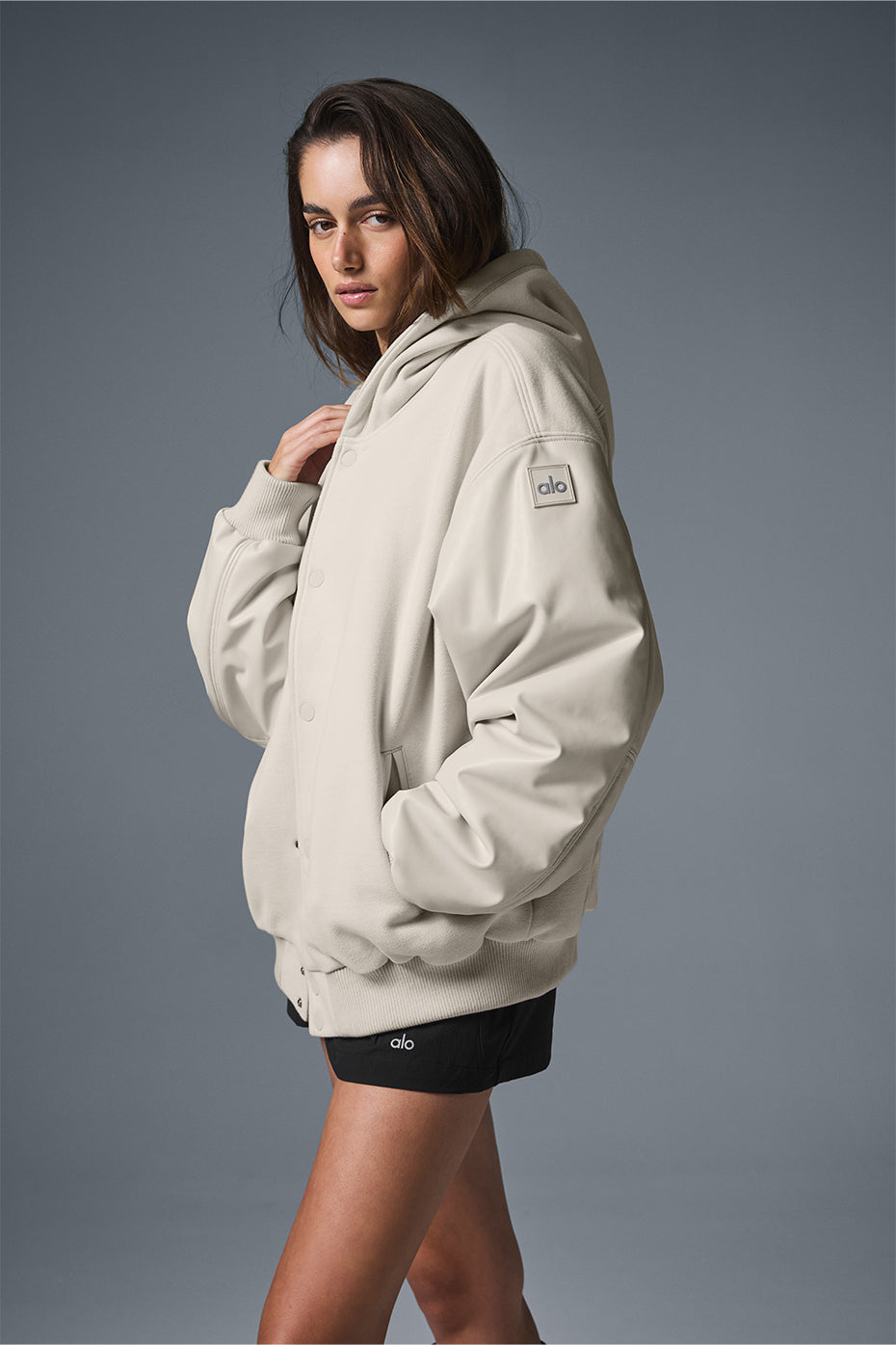 Select Hooded Bomber Jacket - Bone--1