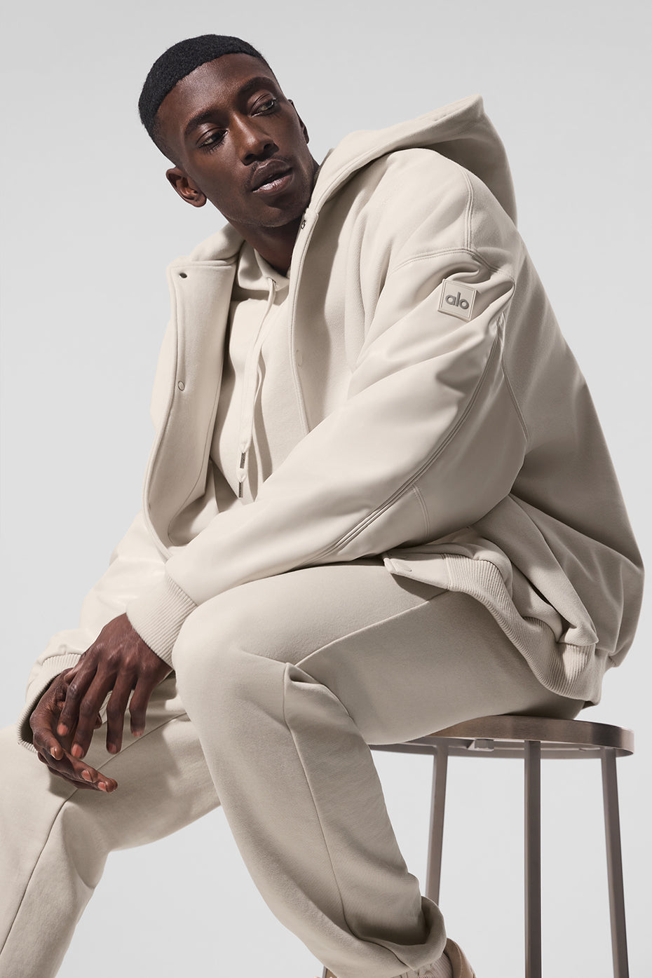 Select Hooded Bomber Jacket - Bone--3